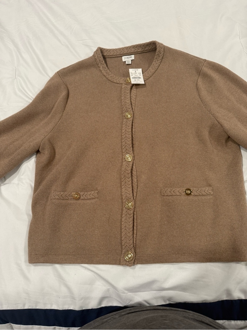 J. Crew Brown/Tan Button-Front Knit Cardigan